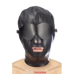 Cagoule simili cuir avec bandeau amovible