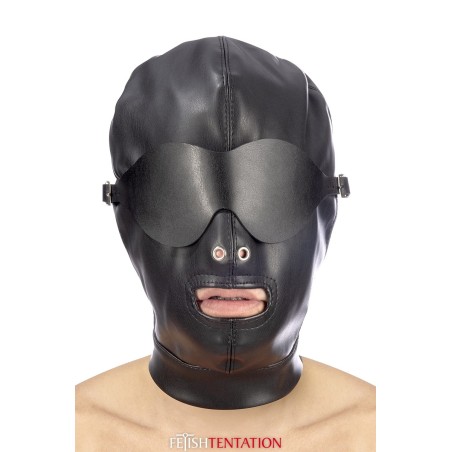 Cagoule simili cuir avec bandeau amovible
