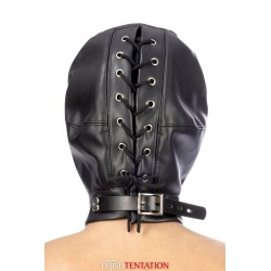 Cagoule BDSM 3 ouvertures en simili cuir