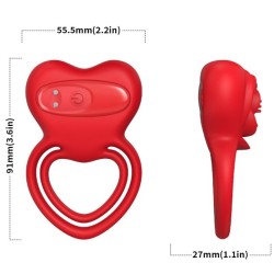 ANNEAU VIBRATEUR COEUR ROUGE