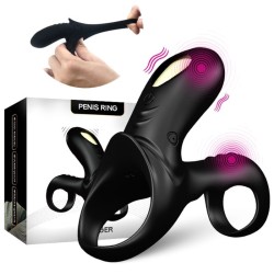 ANNEAU VIBRATEUR DOUBLE RANGER POUR COUPLES NOIR