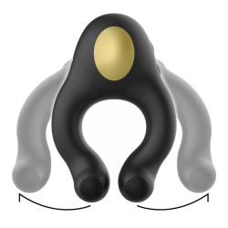 ANNEAU VIBRATEUR EN SILICONE 3 MOTEURS RECHARGEABLE NOIR - OR