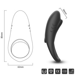 ANNEAU VIBRATEUR SHARK POUR COUPLES TÉLÉCOMMANDE NOIR