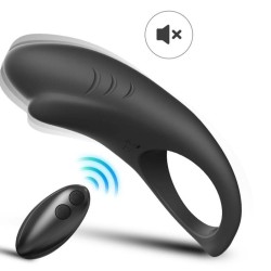 ANNEAU VIBRATEUR SHARK POUR COUPLES TÉLÉCOMMANDE NOIR