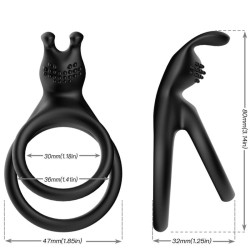 BAGUE DOUBLE LAPIN TENSY NOIR