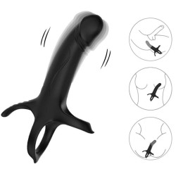 GODE AVEC ANNEAU ET VIBRATEUR NOIR