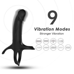 GODE AVEC ANNEAU ET VIBRATEUR NOIR