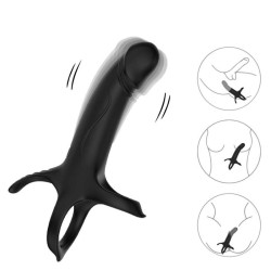 GODE AVEC ANNEAU ET VIBRATEUR TÉLÉCOMMANDE NOIR
