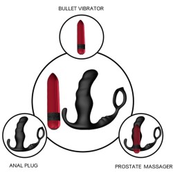 KNIGHT VIBRATEUR ANAL PROSTATE & ANNEAU TÉLÉCOMMANDE NOIR