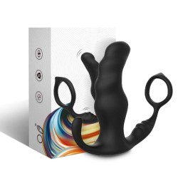 KNIGHT VIBRATEUR ANAL PROSTATE & ANNEAU TÉLÉCOMMANDE NOIR