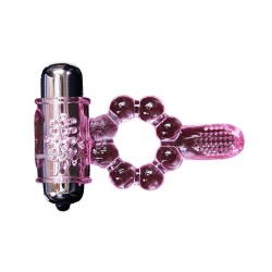 ANNEAU SILICONE 10 RYTHMES DE LANGUE AVEC VIBRATION ROSE