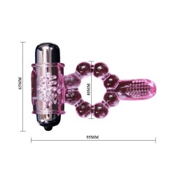 ANNEAU SILICONE 10 RYTHMES DE LANGUE AVEC VIBRATION ROSE
