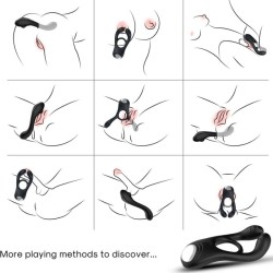 VEYRON DOUBLE VIBRATEUR ANNEAU JOUET POUR COUPLES TÉLÉCOMMANDE NOIR