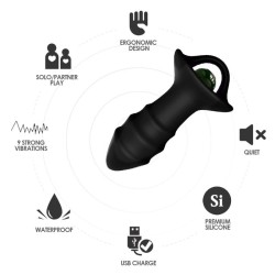 VIBRATEUR À DOIGTS KYLIN ET TÉLÉCOMMANDE DE PLUG ANAL NOIR