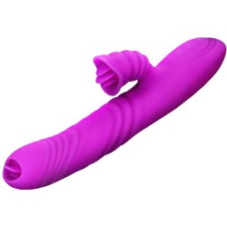 VIBRATEUR MULTIFONCTION ANGELIA DOUBLE LANGUE EFFET CHALEUR VIOLET