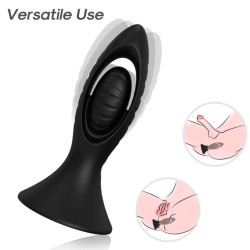 VIBRATEUR & PLUG ANAL SILICONE NOIR
