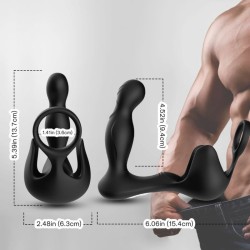 VIBRATEUR SURROUND ANAL & STIMULATEUR TESTICULOS & ANNEAU TÉLÉCOMMANDE NOIR