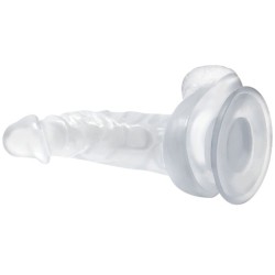GODE RÉALISTE AVEC VENTOUSE ET TESTICULES 16.7 CM TRANSPARENT