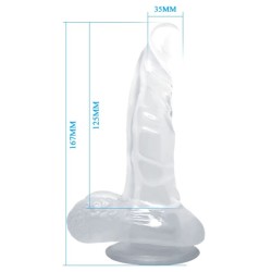 GODE RÉALISTE AVEC VENTOUSE ET TESTICULES 16.7 CM TRANSPARENT