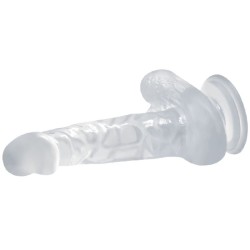 GODE RÉALISTE AVEC VENTOUSE ET TESTICULES 16.7 CM TRANSPARENT