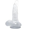 GODE RÉALISTE AVEC VENTOUSE ET TESTICULES 16.7 CM TRANSPARENT