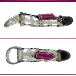 MANCHON D'EXTENSION DE PÉNIS DE AVEC VIBRATION ET SANGLE 13.5 CM