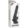 GODE VIBRANT RÉALISTE TÉLÉCOMMANDE NOIR AVEC TESTICULES 19.5 CM -O- 4 CM