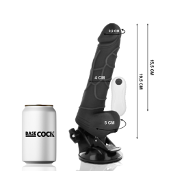 GODE VIBRANT RÉALISTE TÉLÉCOMMANDE NOIR AVEC TESTICULES 19.5 CM -O- 4 CM