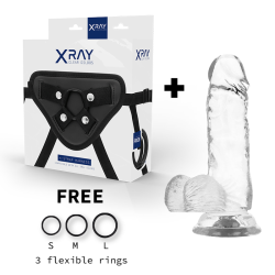 HARNAIS + GODE BITE TRANSPARENT AVEC BILLES 15.5 CM -O- 3.5 CM