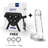 HARNAIS + GODE BITE TRANSPARENT AVEC BILLES 20 CM -O- 4.5 CM