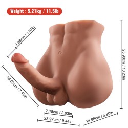 BERTLETT DILDO ASS GODE RÉALISTE ET MASTURBATEUR ANUS POSITION FRONTALE AVEC POUSSÉE 18 CM