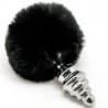 ALIVE - PLUG DE PLAISIR ANAL SPIRAL METAL FLUFFY NOIR TAILLE L