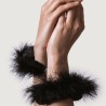 ADRIEN LASTIC - MENOTTES EN MÉTAL À PLUMES NOIRES