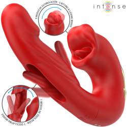 NATHY DOUBLE VIBRATEUR AVEC BOUCHE STIMULANTE MULTIFONCTION ROUGE