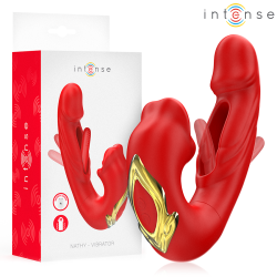 NATHY DOUBLE VIBRATEUR AVEC BOUCHE STIMULANTE MULTIFONCTION ROUGE