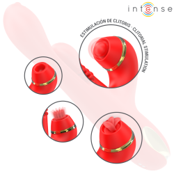 STIMULATEUR DE CLITORIS MULTIFONCTION KATY 4 TÊTES INTERCHANGEABLES ROUGE