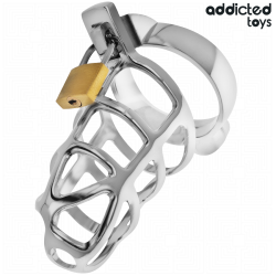 CAGE À PÉNIS EN MÉTAL AVEC VERROU ARGENT