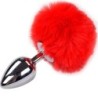 PLUG DE PLAISIR ANAL LISSE MÉTAL FLUFFY ROUGE