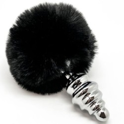 PLUG DE PLAISIR ANAL SPIRAL METAL FLUFFY NOIR