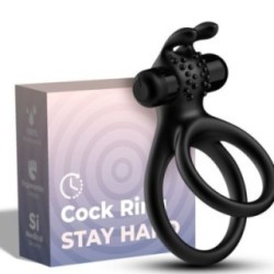 ANNEAU VIBRATEUR DOUBLE TRAVELER POUR COUPLES LAPIN NOIR