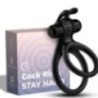 ANNEAU VIBRATEUR DOUBLE TRAVELER POUR COUPLES LAPIN NOIR