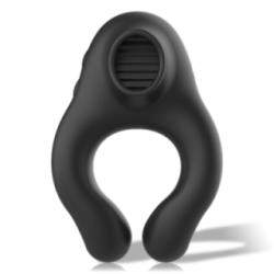 ANNEAU VIBRATEUR EN SILICONE 3 MOTEURS RECHARGEABLE NOIR - OR