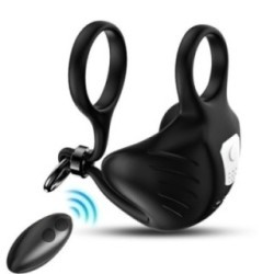 ANNEAU VIBRATEUR MANTA SCROTUM TÉLÉCOMMANDE NOIR