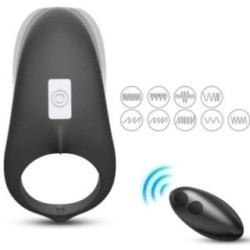 ANNEAU VIBRATEUR SHARK POUR COUPLES TÉLÉCOMMANDE NOIR