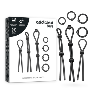 ENSEMBLE D'ANNEAU PÉNIAL FLEXIBLE EN SILICONE 7 PIÈCES