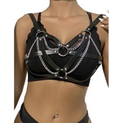 953713 CEINTURE PUNK BONDAGE BOUCLE MÉTAL NOIRE