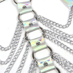 953737 HARNAIS DE POITRINE AVEC ANNEAUX ET CHAÎNES ARGENT TAILLE UNIQUE