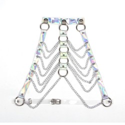 953737 HARNAIS DE POITRINE AVEC ANNEAUX ET CHAÎNES ARGENT TAILLE UNIQUE