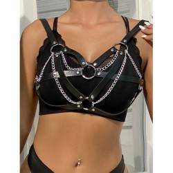 953713 CEINTURE PUNK BONDAGE BOUCLE MÉTAL NOIRE