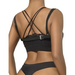 953713 CEINTURE PUNK BONDAGE BOUCLE MÉTAL NOIRE